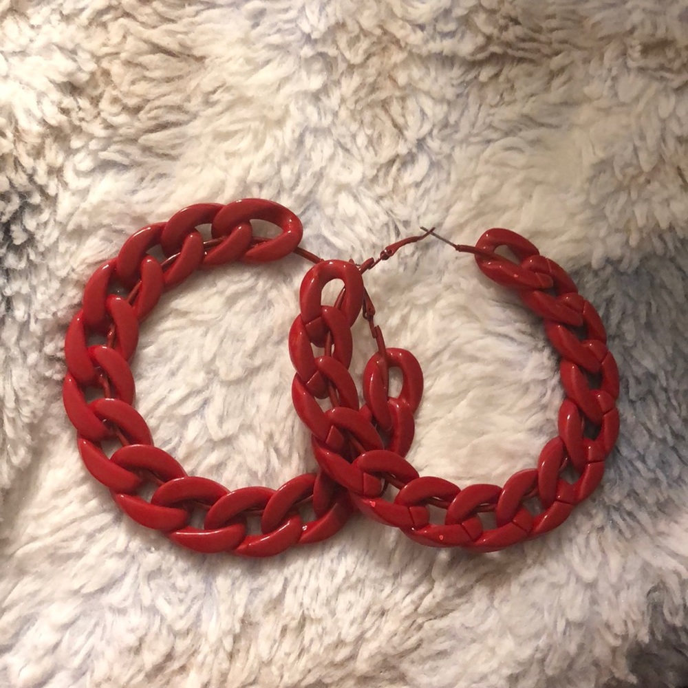 Red Link Earrings